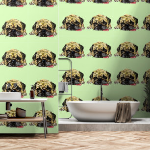 Funny Pug Dog with Custom Colors Wallpaper