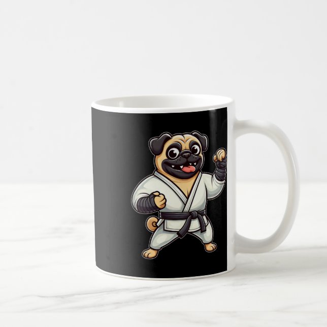 Funny Pug Doing Karate Martial Arts  Coffee Mug (Right)