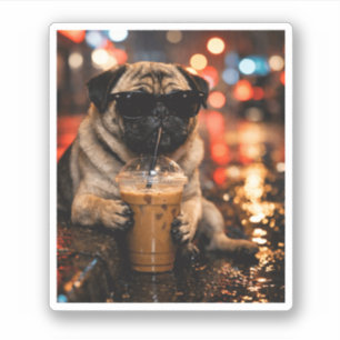 Funny Pug Drinking Iced Coffee Cute Dog Lover Gift