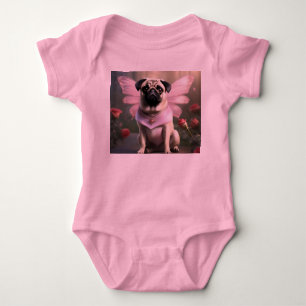 Funny Pug Fairy Princess, Baby Bodysuit