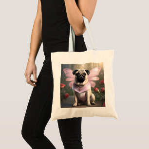 Funny Pug Fairy Princess, Tote Bag