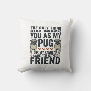 Funny Pug Family Friend Vintage Engraving Shirt De Cushion