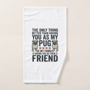 Funny Pug Family Friend Vintage Engraving Shirt De Hand Towel