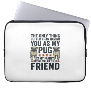 Funny Pug Family Friend Vintage Engraving Shirt De Laptop Sleeve