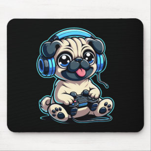 Funny Pug Gamer Dog Gaming Pug Pugs Video Game 1 Mouse Pad