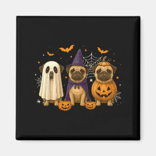 Funny Pug Ghost Witch Pumpkin Halloween Costume Magnet