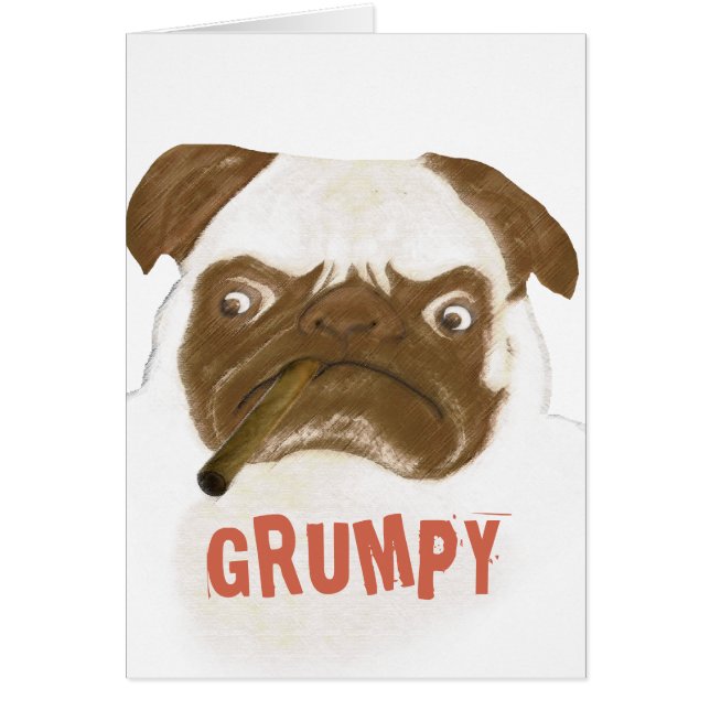 Funny Pug Grumpy Puggy with Cigar (Front)