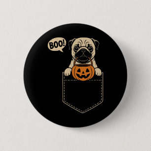Funny Pug Halloween Cute Pug Dog Pocket Boo Trick  6 Cm Round Badge