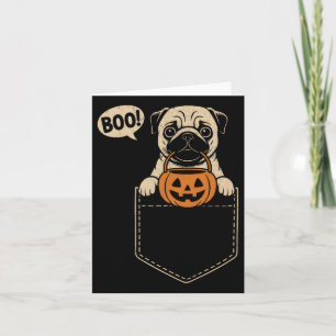 Funny Pug Halloween Cute Pug Dog Pocket Boo Trick Card