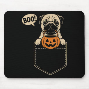 Funny Pug Halloween Cute Pug Dog Pocket Boo Trick  Mouse Pad