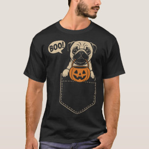 Funny Pug Halloween Cute Pug Dog Pocket Boo Trick  T-Shirt