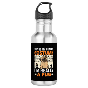 Funny Pug Halloween Human Costume Design 532 Ml Water Bottle
