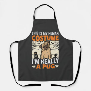 Funny Pug Halloween Human Costume Design Apron