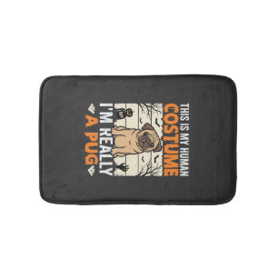 Funny Pug Halloween Human Costume Design Bath Mat