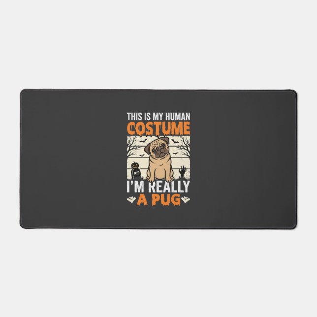 Funny Pug Halloween Human Costume Design Desk Mat (Front)