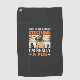 Funny Pug Halloween Human Costume Design Golf Towel