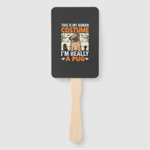 Funny Pug Halloween Human Costume Design Hand Fan