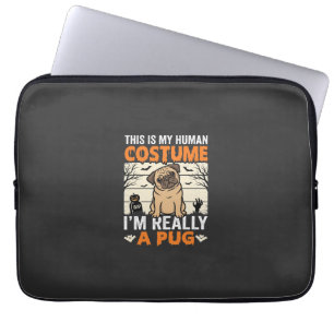 Funny Pug Halloween Human Costume Design Laptop Sleeve
