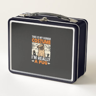 Funny Pug Halloween Human Costume Design Metal Lunch Box