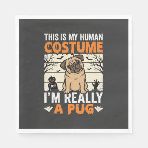 Funny Pug Halloween Human Costume Design Napkin