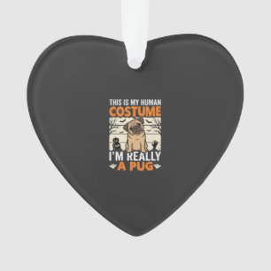 Funny Pug Halloween Human Costume Design Ornament