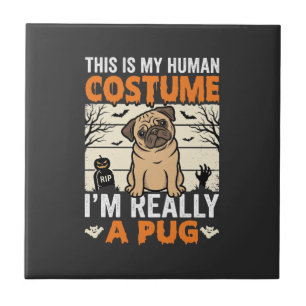 Funny Pug Halloween Human Costume Design Tile
