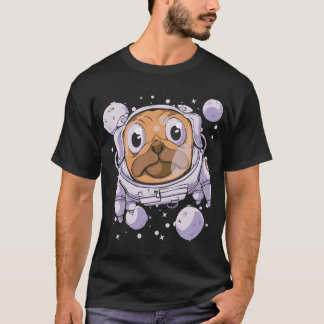 funny Pug in Space Suit - Cute Astronaut Dog T-Shirt