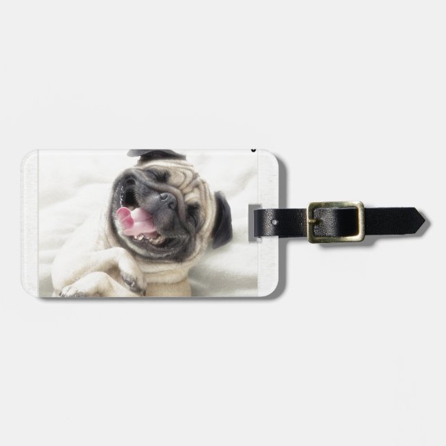 funny pug insanity luggage tag (Front Horizontal)