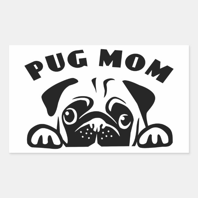Funny Pug Mum Cute Puppy Dog Cartoon Puppies Pup Rectangular Sticker (Front)