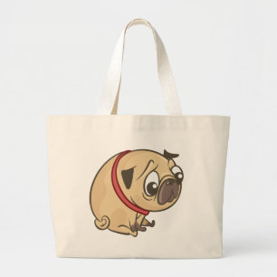 Funny Pug Mum Cute Puppy Dog Dad Cartoon Dogs Pup Large Tote Bag