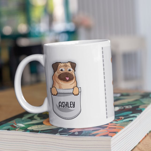 Funny Pug Pet Breed Dog Lover Pocket Puppy Cute Coffee Mug (Creator Uploaded)