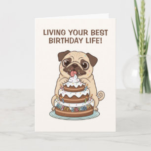 Funny Pug Puppy Dog Birthday Card