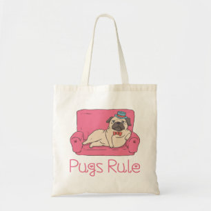 Funny Pug Puppy Dog Cartoon Canvas Tote Bag