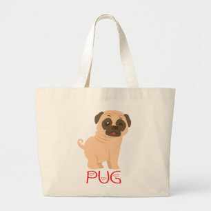 Funny Pug Puppy Dog Cartoon Canvas Tote Bag