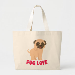 Funny Pug Puppy Dog Cartoon Canvas Tote Bag