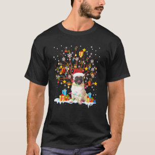 Funny Pug Santa Hat Christmas Tree Happy Xmas Dog  T-Shirt