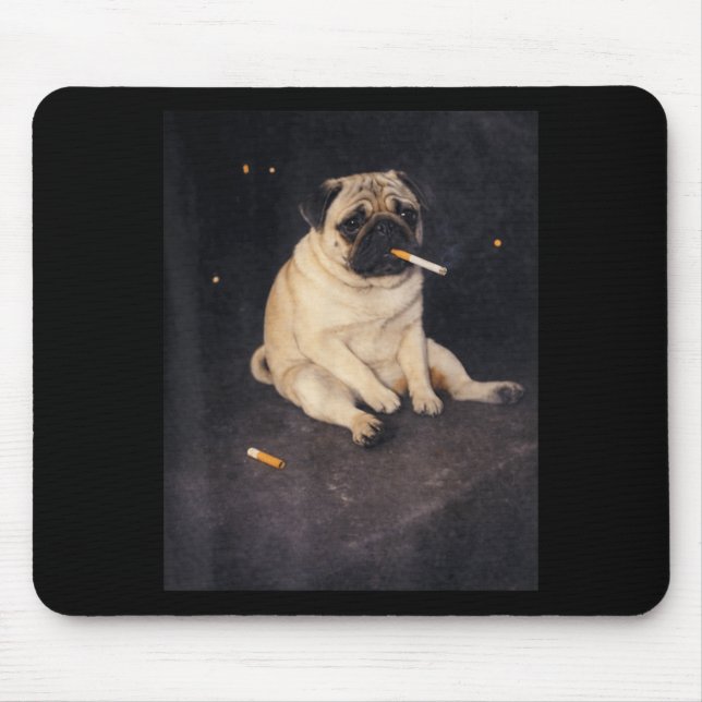 Funny Pug Smoking Meme Cigarette Dog Meme Street Mouse Pad (Front)