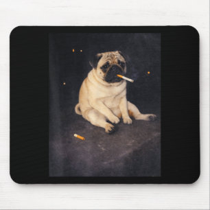 Funny pug smoking meme cigarette dog meme street mouse pad