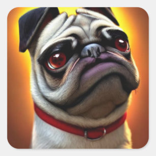 Funny Pug Square Sticker