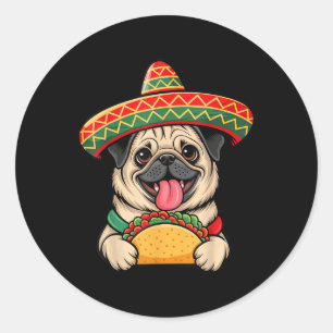 Funny Pug Taco Pug Funny Dog Lover Cinco De Mayo  Classic Round Sticker