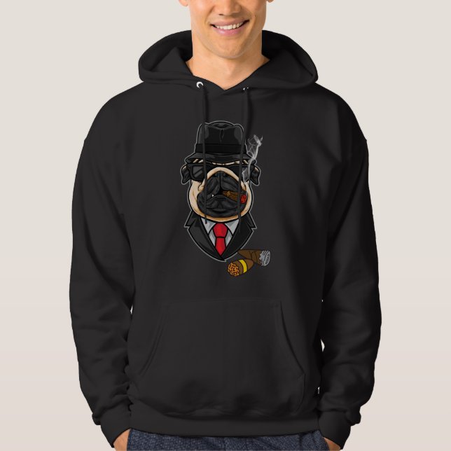 Funny Pug With Cigar T-Shirt For Men Women Essenti Hoodie (Front)