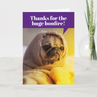 Funny Pug Wrapped In Blanket Bonfire Birthday Cake