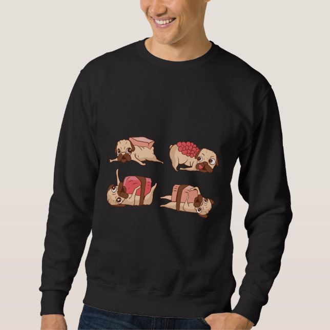 Funny Pugs Foodie Design Sweatshirt (Front)