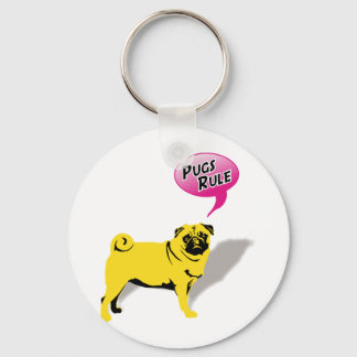 Funny Pugs Rule Gifts Key Ring