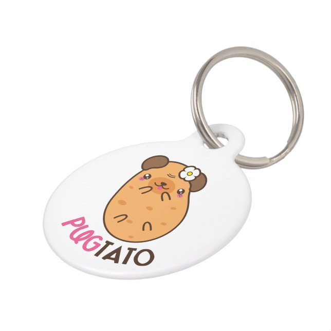 Funny Pugtato Pet Tag (Side)
