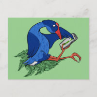 Funny Pukeko with mobile phone