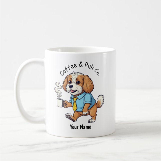 Funny Puli Dog Business Suit Coffee  Mug (Left)