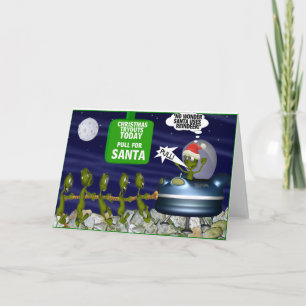 Funny Pull For Santa Christmas Card