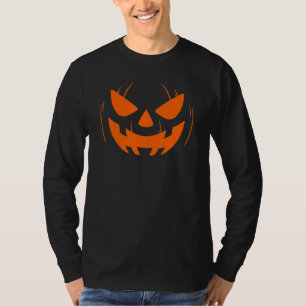 Funny Pumkin Face Orange Scary Halloween Jack O La T-Shirt