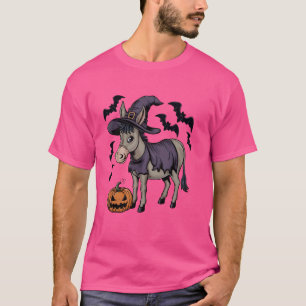 Funny Pumpkin Bat Witch Costume Donkey Halloween T-Shirt